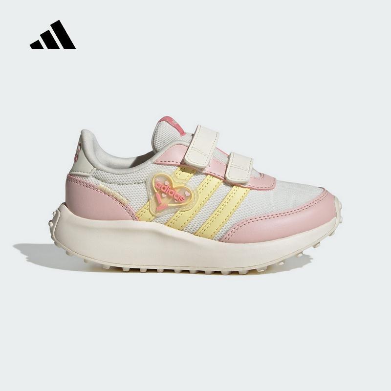 阿迪达斯童鞋24秋冬女小大童RUN70s 魔术贴轻便运动跑步鞋JI2482