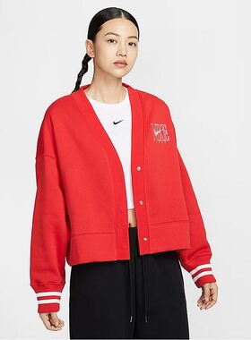 Nike耐克运动外套女新款春季蛇年新款针织休闲开衫夹克HJ0947-657