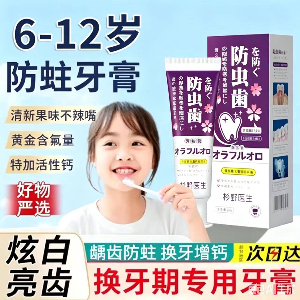 青少年牙膏6一9一12岁换牙期防蛀防龋齿小孩子专用旗店官方10