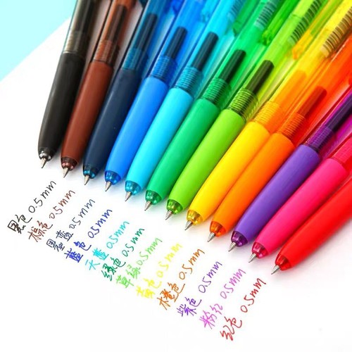 晨光H5901优品按动速干中性笔0.5子弹头彩色涂鸦笔12色标记手账笔