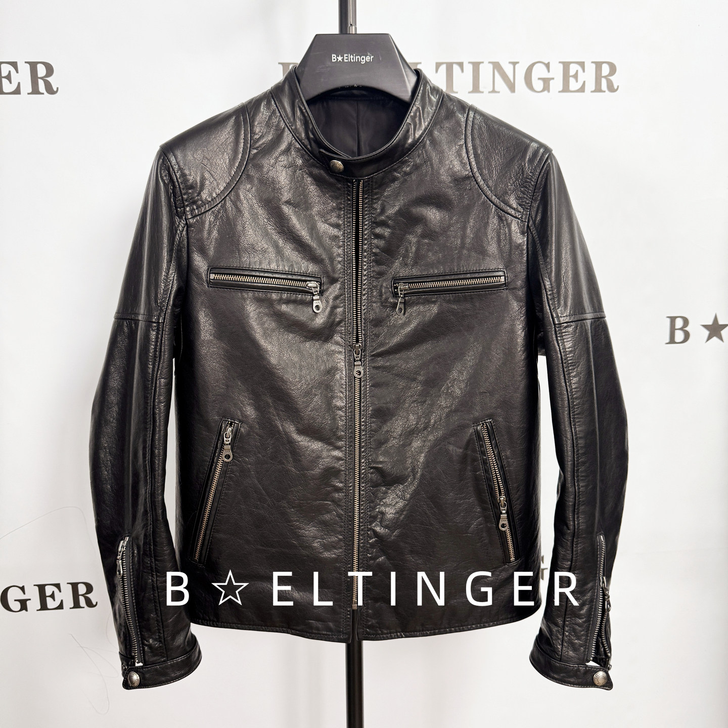 男士头层软牛皮衣短款立领机车风骑行修身夹克美式复古真皮外套男