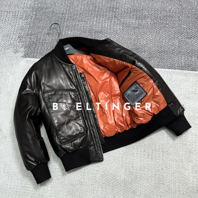 真皮短款加厚防寒鹅绒服夹克外套