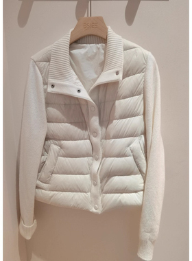 立发~本涩BSIEE商场专柜正品25冬毛织拼接立领羽绒服F4199Y02-999