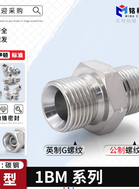 1BM接头英制转公制外螺纹60度内锥液压过度管件接头高压油管配件