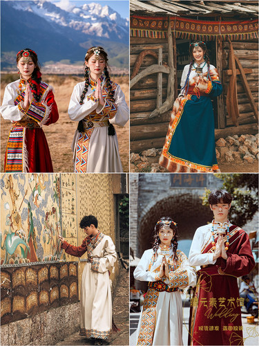 新款藏裙男女款西藏服情侣款藏袍丁真藏装女长裙民族风旅拍写真服