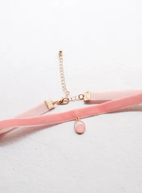 双色颈链仙女风Choker锁骨链项链饰品坠项圈女马卡龙颈带绒天鹅绒