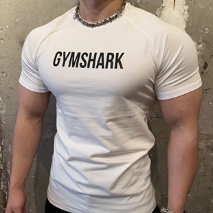 训练衣服肌肉鲨鱼字母T恤 休闲男修身 代购 GYMSHARK健身运动2.0短袖