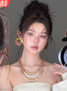 康康造型新娘耳环项链锁骨链欧美夸张个性小众高级感礼服晨袍耳饰