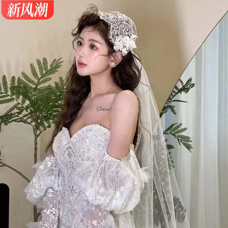 头纱新娘主婚纱结婚领证求婚旅拍