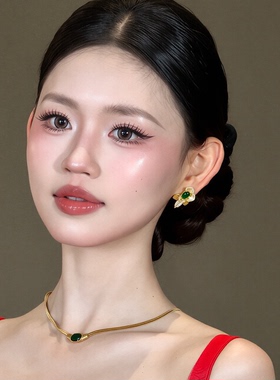 新娘项链耳环耳饰欧美金色高级感颈链锁骨链结婚纱礼服晨袍配饰品