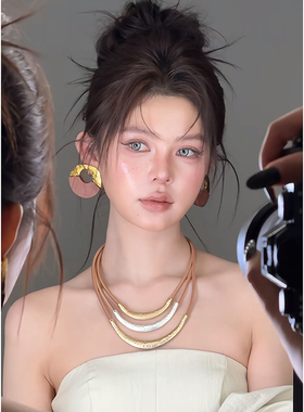 康康造型新娘耳环项链锁骨链欧美夸张个性小众高级感礼服晨袍耳饰