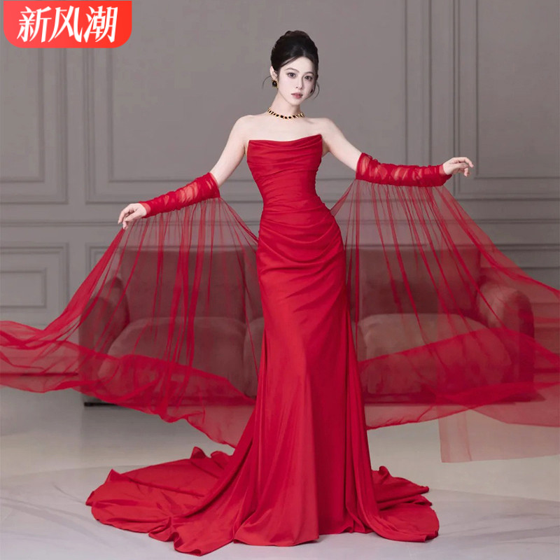 新娘手套长款手袖拖尾纱结婚纱礼服晨袍敬酒服旅拍写真摄影配饰品