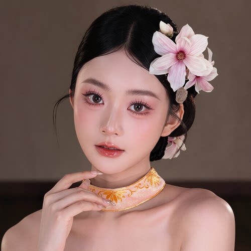 新中式新娘头饰仿真花玉兰花朵森系结婚礼服旗袍晨袍敬酒服发饰品