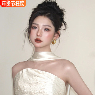 新娘丝带挂脖飘带纯色丝巾围巾绑包带领巾晚礼服晨袍服装饰品配饰