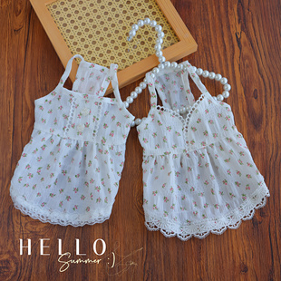 宠物吊带背心裙纸样 狗狗碎花背心裙diy材料包 狗夏款小清新吊带