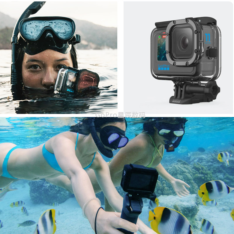 适用GoPro12/11防水壳潜水游泳手持杆浮力棒配件DJI大疆action5