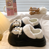 女eva居家室内厚底防滑包头外穿学生棉拖鞋 大眼睛 秋冬加绒洞洞鞋
