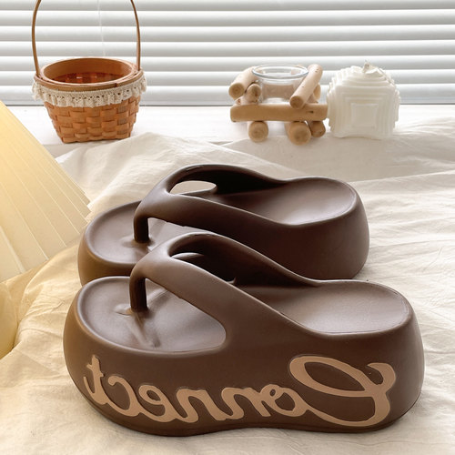 增高8cm~厚底人字拖女夏新款外穿增高小个子防滑沙滩夹脚凉拖鞋女