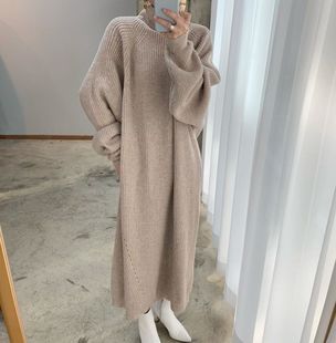 高领复古宽松显瘦百搭针织长袖 2021年 chic 韩版 连衣裙 秋冬季