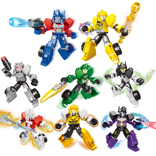 积木智力拼装玩具男孩变形机器人