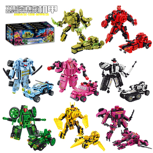 可直接变形机甲金刚积木玩具益智拼装 机器人男孩儿童MOC小人人仔