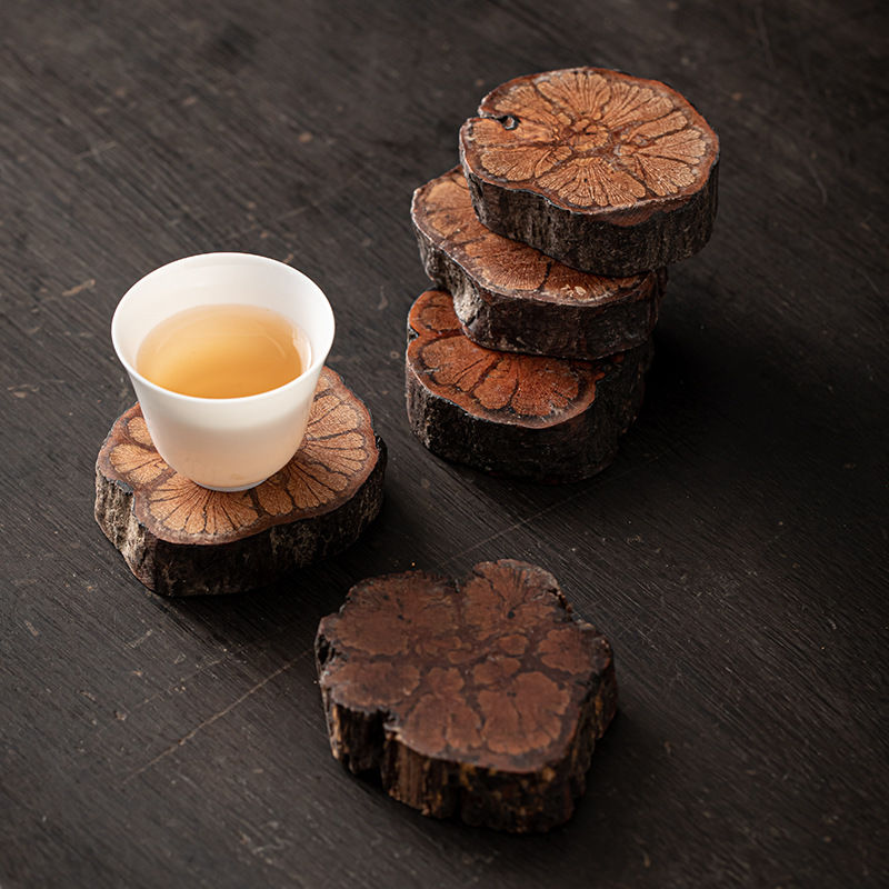 天然龙须藤杯垫 梅花茶垫实木茶壶隔热托高品质原木藤木茶杯托