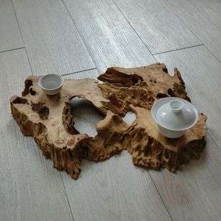 天然实木随型干泡茶台根艺茶盘壶承原木底座茶空间民宿阳台侘寂风