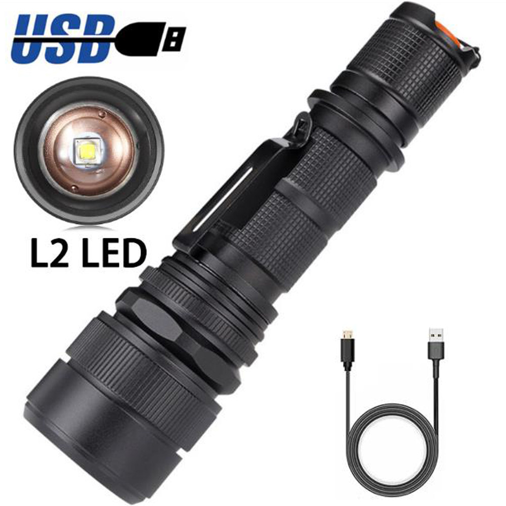 XM-L2超亮可调焦户外巡逻灯手电