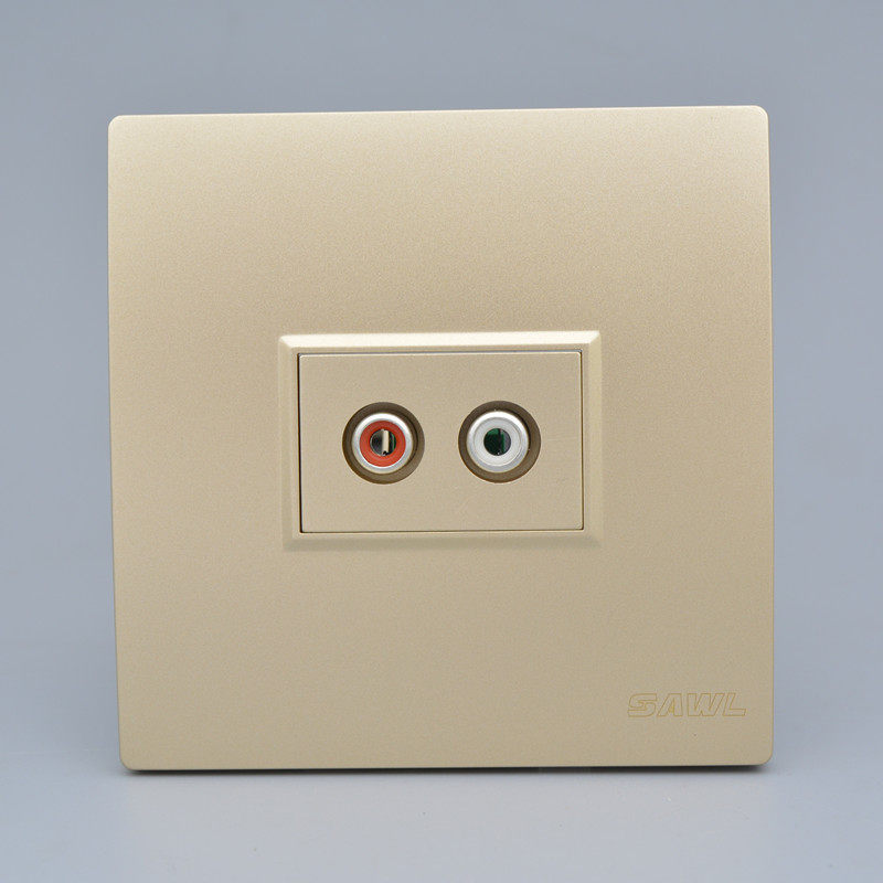 SAWL香槟金86型红白音频插座金色双孔AV莲花双音频免焊接线面板插,电子/电工,音频插座,淘宝优惠券,粉丝福利购,淘宝优惠卷