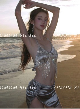 【高光时刻】亮闪闪泳衣女小胸性感比基尼四件套沙滩泳装3529