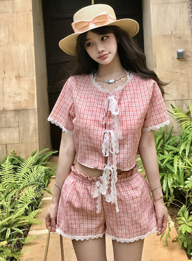 新款法式田园度假泳衣甜美少女比基尼四件套海边旅行穿搭96110