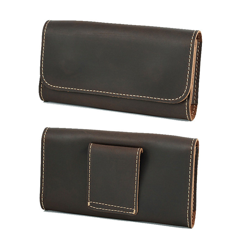 男士真皮腰包头层牛皮穿皮带户外便携小包手机包挂腰手机腰包横款