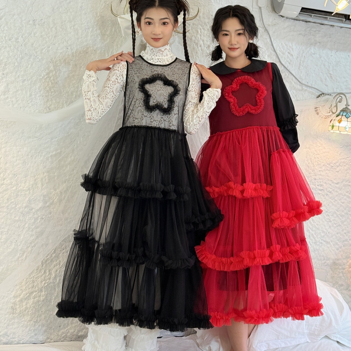 日系叠穿四季百搭少女感罩裙