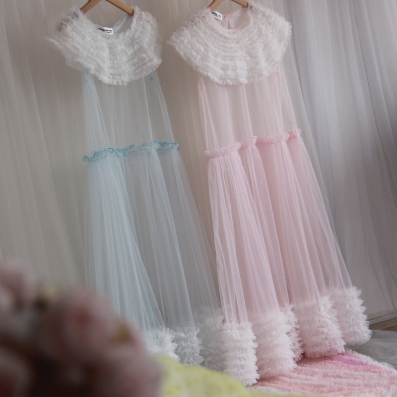 大翻领日系叠穿罩裙透明无袖