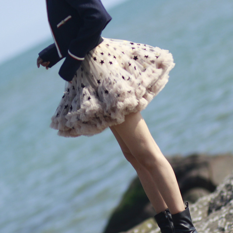 短裙蓬蓬裙公主蛋糕裙植绒星星