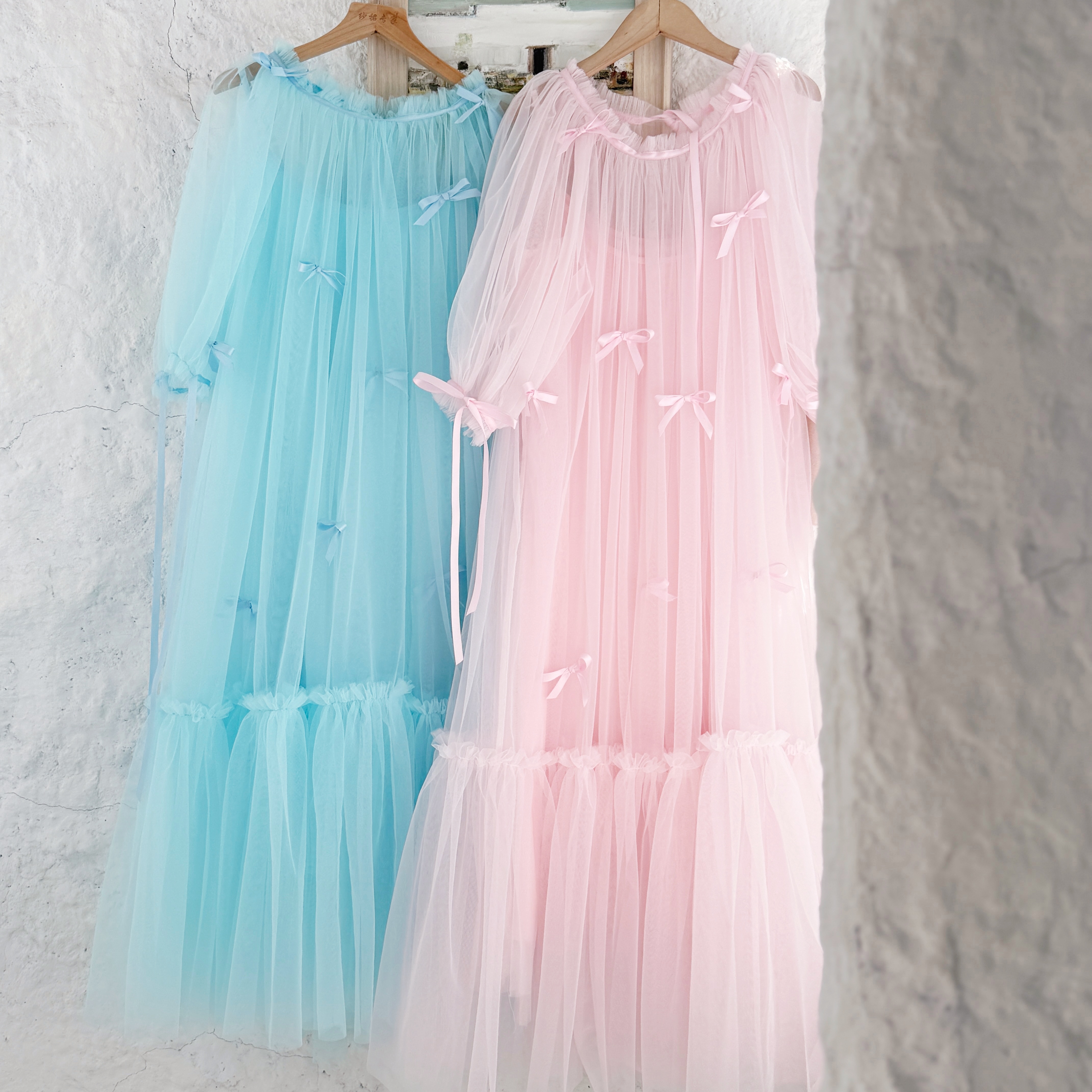 网纱仙女晨袍蝴蝶结进口