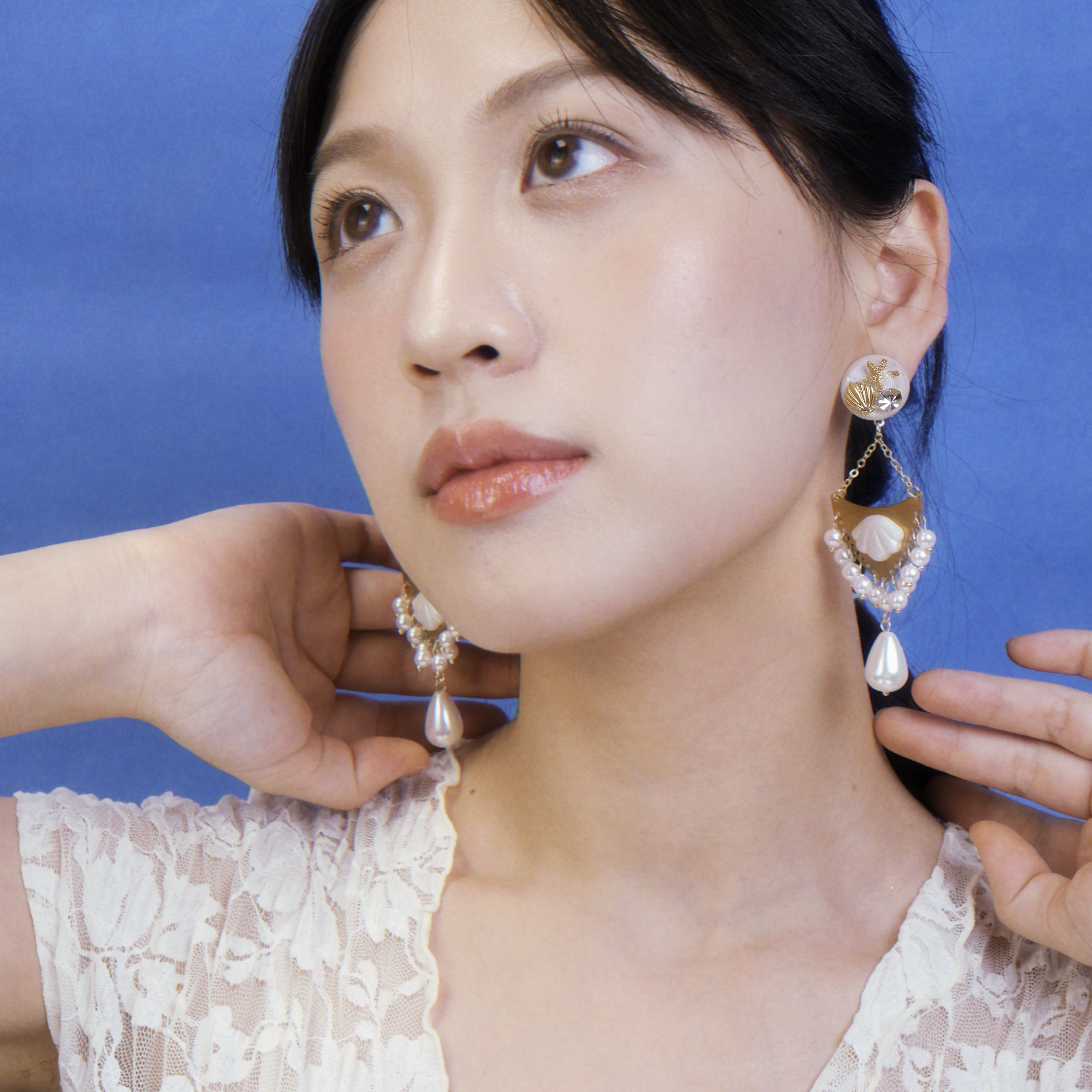 BOMBCACA海岛日记系列 贝壳裙边 原创中古风精致海洋度假风耳环女