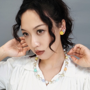 BOMBCACA花间奏 原创日系小钻花朵气质清新日常简约耳环耳夹女
