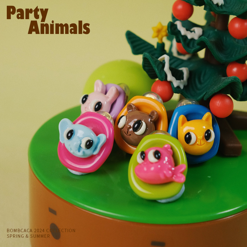 BOMBCACA卡哇伊力量 动物派对 原创卡通可爱撞色小巧百搭耳钉耳夹