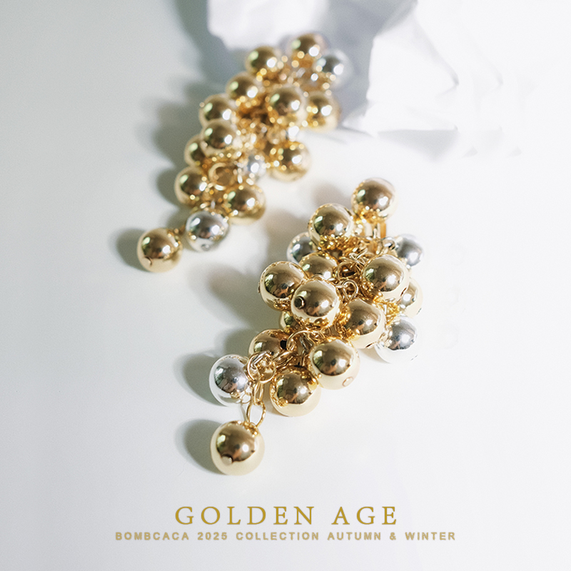 BOMBCACA黄金时代 金九银十 原创金银葡萄复古盖茨比华丽耳环