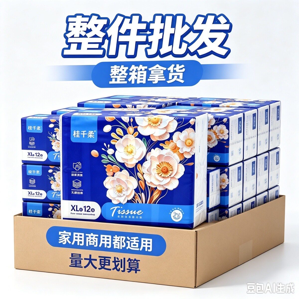 【整件批发】桂千柔6层加厚抽纸可湿水干湿两用纸巾家用餐饮餐巾