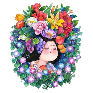 新款印花DMC十字绣 客厅餐厅卧室玄关人物卡通唐贵肥繁华似锦