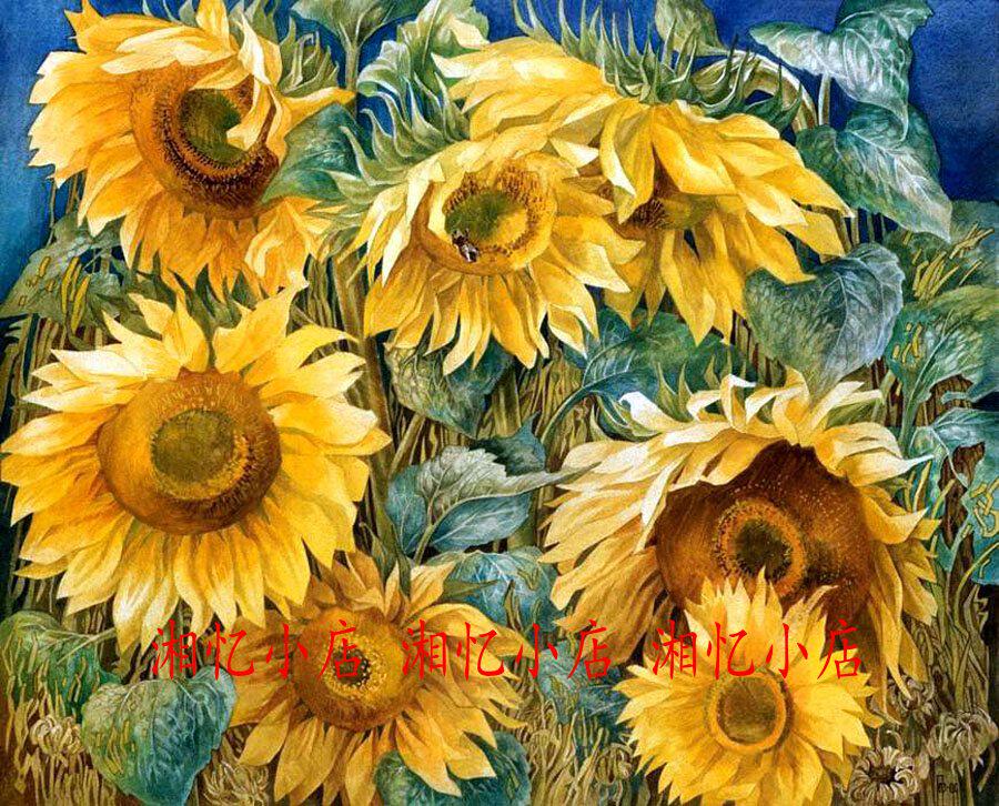 印花新款DMC十字绣套件客厅卧室餐厅挂画花卉油画 盛开的向日葵