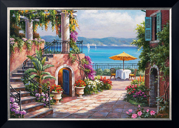 印花新款DMC纯棉十字绣套件客厅风景 世界名画油画 托斯卡纳露台
