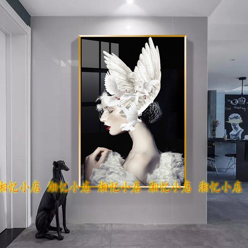 纯棉艺术人物黑白少女十字绣包邮