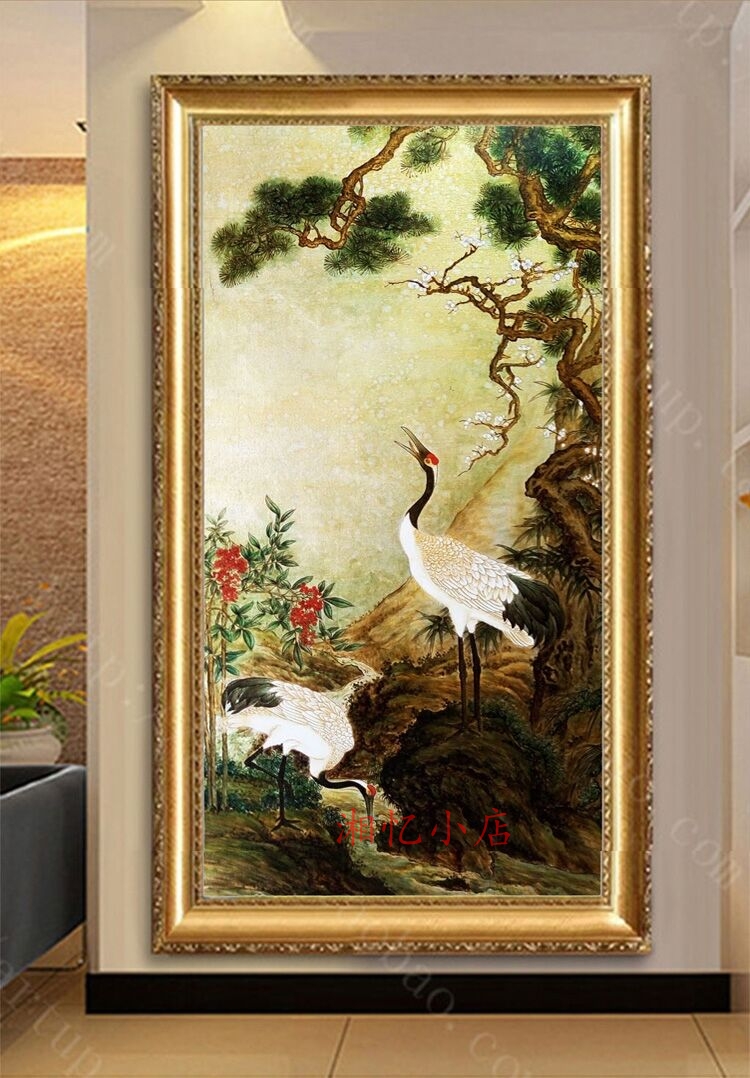 新款印花dmc棉线套件松鹤延年