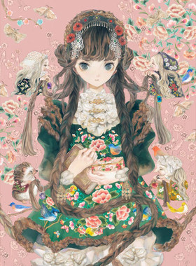 纯棉套件儿童房卡通少女十字绣