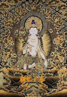 印花法国dmc纯棉线十字绣套件客厅大势至菩萨黑金唐卡 马的守护神