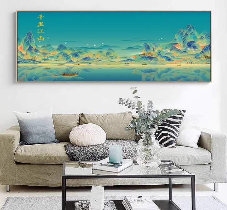 新款正品DMC十字绣套件客厅书房现代中式风景名画千里江山图夜景