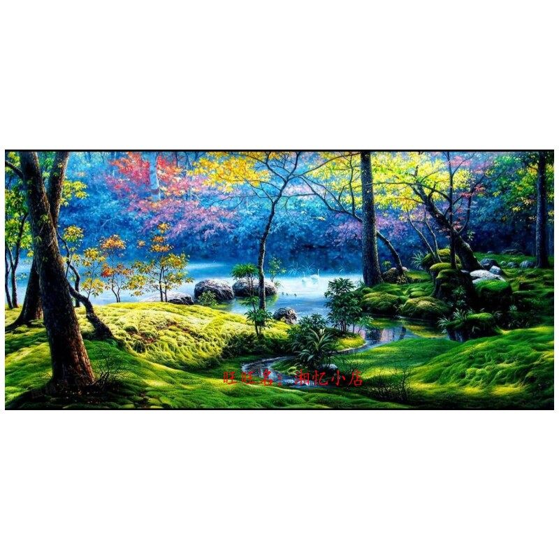 新款印花正品DMC十字绣套件客厅书房简约现代清晰风景画 宁静园